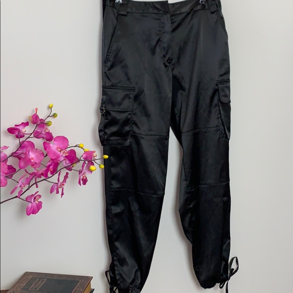 IDG Black Satin Utility Pant